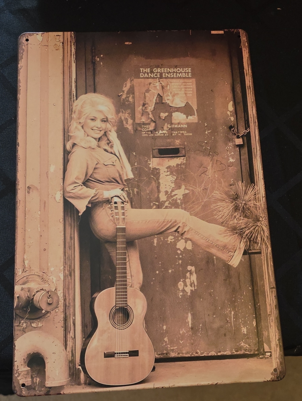 Unbranded Sepia Guitarist Metal Wall Art - Sepia Tone